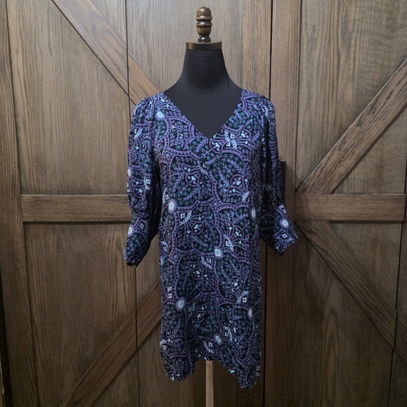 Purple and Blue Patterned Dress - Picture 1 of 4